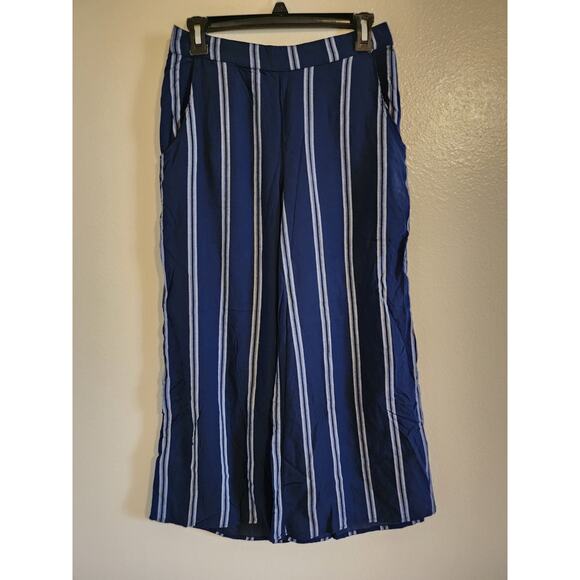 HOLLISTER Blue with Stripes Boho Hippie Indie Pull on Pants Flare Leg Size M - Picture 2 of 4